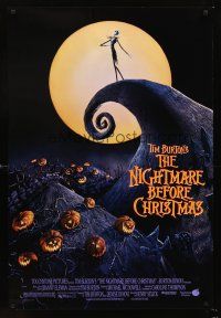 8h502 NIGHTMARE BEFORE CHRISTMAS DS 1sh '93 Tim Burton, Disney, great horror cartoon image!