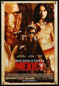 8h514 ONCE UPON A TIME IN MEXICO advance DS 1sh '03 Antonio Banderas, Johnny Depp, sexy Salma Hayek