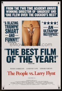 8h529 PEOPLE VS. LARRY FLYNT int'l DS 1sh '96 Woody Harrelson as the founder of Hustler Magazine!