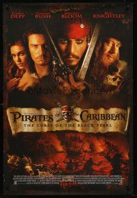 8h543 PIRATES OF THE CARIBBEAN advance DS 1sh '03 Geoffrey Rush, Knightley, Johnny Depp & cast!