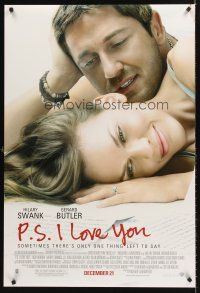 8h524 P.S. I LOVE YOU advance DS 1sh '07 romantic close-up of Hillary Swank and Gerard Butler!
