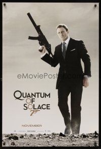 8h567 QUANTUM OF SOLACE teaser DS 1sh '08 Daniel Craig as Bond with H&K submachine gun!