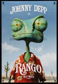 8h575 RANGO advance DS 1sh '11 voice of Johnny Depp in title role, cute lizard!