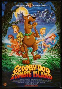 8h611 SCOOBY-DOO ON ZOMBIE ISLAND video 1sh '98 cool horror artwork of dog & cast!