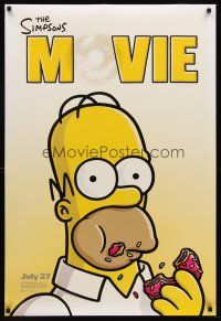 8h638 SIMPSONS MOVIE DS  style B advance 1sh '07 classic Groening art of Homer Simpson w/donut!