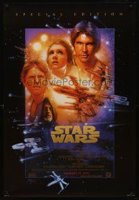 8h670 STAR WARS style B advance 1sh R97 George Lucas classic sci-fi epic, great art by Struzan!