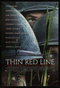 8h704 THIN RED LINE style B DS 1sh '98 Sean Penn, Woody Harrelson & Jim Caviezel in WWII!
