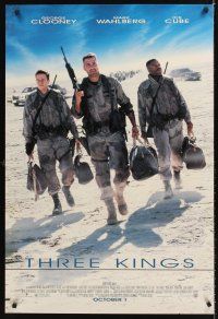 8h711 THREE KINGS advance DS 1sh '99 George Clooney, Mark Wahlberg, & Ice Cube in the Gulf War!