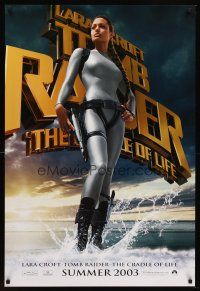 8h719 TOMB RAIDER THE CRADLE OF LIFE teaser DS 1sh '03 sexy Angelina Jolie in spandex, Gerard Butler