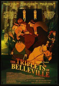 8h729 TRIPLETS OF BELLEVILLE DS 1sh '03 Les Triplettes de Bellville, great cartoon art!