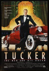 8h735 TUCKER: THE MAN & HIS DREAM 1sh '88 Francis Ford Coppola, c/u of Jeff Bridges in tux w/car!