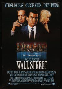 8h761 WALL STREET 1sh '87 Michael Douglas, Charlie Sheen, Daryl Hannah, Oliver Stone!