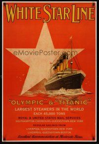 8h776 WHITE STAR LINE REPRO commercial poster '97 really cool art of doomed ship at sea!