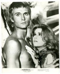 8j062 BARBARELLA 8x9.75 still '68 close up of sexiest Jane Fonda & angel John Phillip Law!