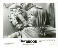 8j126 BROOD 8x10 still '79 directed by David Cronenberg, Cindy Hinds attacked through door!