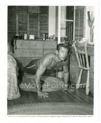8j370 GEORGE NADER 8x10 still '56 doing pushups, showing how he keeps his remarkable physique!