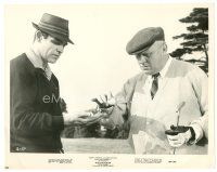 8j390 GOLDFINGER 8x10 still R66 Sean Connery as James Bond & Gert Froebe find switched ball!