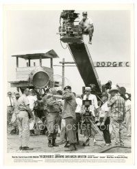 8j405 GREEN BERETS candid 8x10 still '68 John Wayne in costume directing by huge camera!