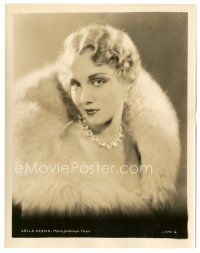 8j568 LEILA HYAMS 8x10 still '30s wonderful glamorous portrait wearing incredible fur & jewelry!