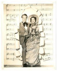 8j652 MAYTIME 8x10 still '37 Jeanette MacDonald & Nelson Eddy burst through sheet music!