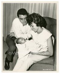 8j657 MICHAEL CALLAN 8x10 still '61 cool image of the actor w/wife and new daughter Dawn!