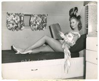 8j665 MITZI GAYNOR candid 8.25x10 still '53 studying her script in sexy showgirl outfit!