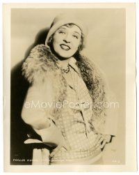 8j743 PHYLLIS HAVER 8x10 still '30s waist-high portrait in cool fur with her hands on her hips!