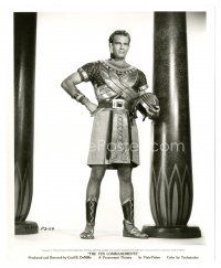 8j900 TEN COMMANDMENTS 8x10 still '56 Cecil B. DeMille, full-length Charlton Heston in armor!
