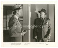8j935 TRAPPED 8x10 still '49 film noir, cool image of Lloyd Bridges w/gun on man!