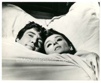 8j940 TWO FOR THE ROAD 8x10 still '67 Audrey Hepburn & Albert Finney snuggling in bed!