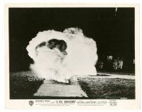 8j994 X THE UNKNOWN 8x10 still '57 men stand by monster in huge explosion, English Hammer horror!