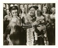 8j997 YOUNG BESS deluxe 8x10 still '53 Charles Laughton w/infant & Elaine Stewart as Anne Boleyn!