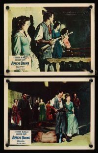 8k391 APACHE DRUMS 2 color English FOH LCs '51 Val Lewton's last, Stephen McNally & Coleen Gray!