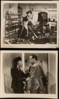 8k382 STAND-IN 3 8x10 stills '37 Humphrey Bogart in cutting room, in tux, and with sexy lady!