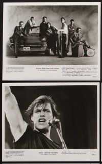 8k647 EDDIE & THE CRUISERS presskit '83 close up of Michael Pare with microphone, rock 'n' roll!