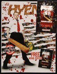 8m014 LOT OF 8 FOLDED SHAUN OF THE DEAD PROMO BROCHURES '04 fold out into a cool 22x34 poster!