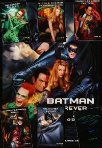 8m034 LOT OF 7 UNFOLDED BATMAN FOREVER ADVANCE ONE-SHEETS '95 all the heroes & villains!