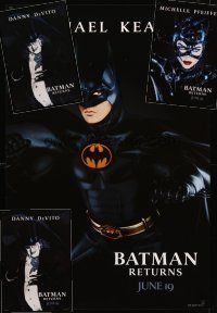 8m036 LOT OF 4 UNFOLDED BATMAN RETURNS TEASER ONE-SHEETS '92 Keaton, Pfeiffer & DeVito!