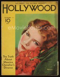 8m081 HOLLYWOOD magazine November 1932 portrait of pretty Elissa Landi, Chevalier's divorce!