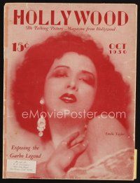 8m073 HOLLYWOOD magazine October 1930 portrait of Estelle Taylor, Exposing the Garbo Legend!