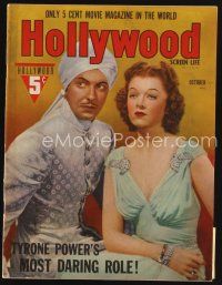 8m084 HOLLYWOOD magazine October 1939 Tyrone Power & Myrna Loy in The Rains Came!