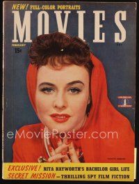 8m128 MODERN MOVIES magazine February 1943 portrait of sexy Paulette Goddard wearing red shawl!