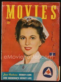 8m127 MODERN MOVIES magazine January 1943 Joan Fontaine in American Red Cross nurse uniform!