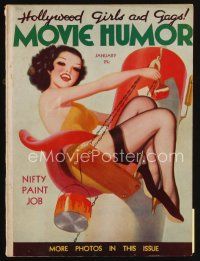 8m161 MOVIE HUMOR magazine January 1939 art of sexiest painting girl by George Quintana!