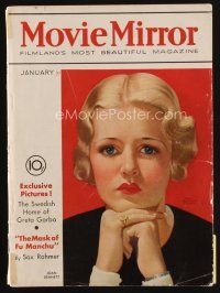 8m088 MOVIE MIRROR magazine January 1933 artwork of Joan Bennett by John Rolston Clarke!