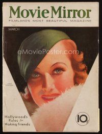 8m090 MOVIE MIRROR magazine March 1933 cool art portrait of Joan Crawford by John Rolston Clarke!