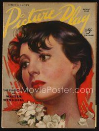 8m102 PICTURE PLAY magazine August 1937 great artwork portrait of Luise Rainer by Zoe Mozert!