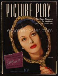 8m104 PICTURE PLAY magazine August 1940 cool portrait of Hedy Lamarr in mirror by Lazlo Willinger!