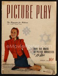 8m109 PICTURE PLAY magazine January 1941 Olivia De Havilland wearing ice skates by Elmer Fryer!