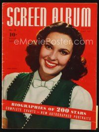 8m153 SCREEN ALBUM magazine Winter 1942 contains biographies of 200 stars in complete charts!